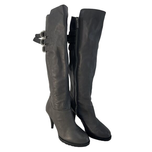 MICHAEL Kors Leather Riding Boots Charcoal Gray Size 6 - Preowned Womens - Picture 1 of 7